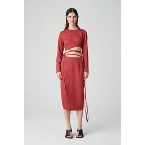 NWT Atoir X Lara Worthington Brick Red Crop Top Tie Around Waist Size 6